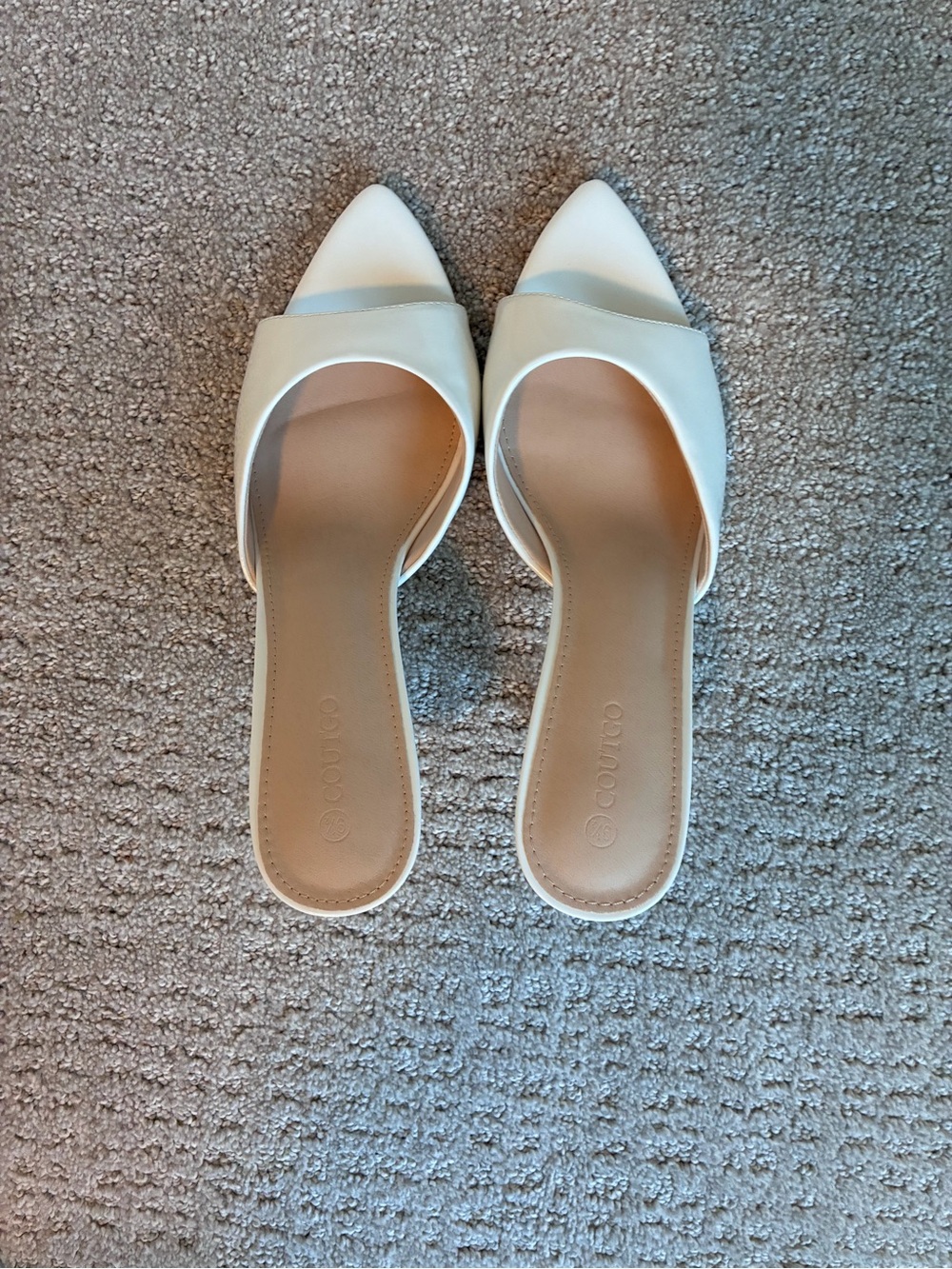White Patent Pointed Slip-On Mule Heels - Picture 3 of 4